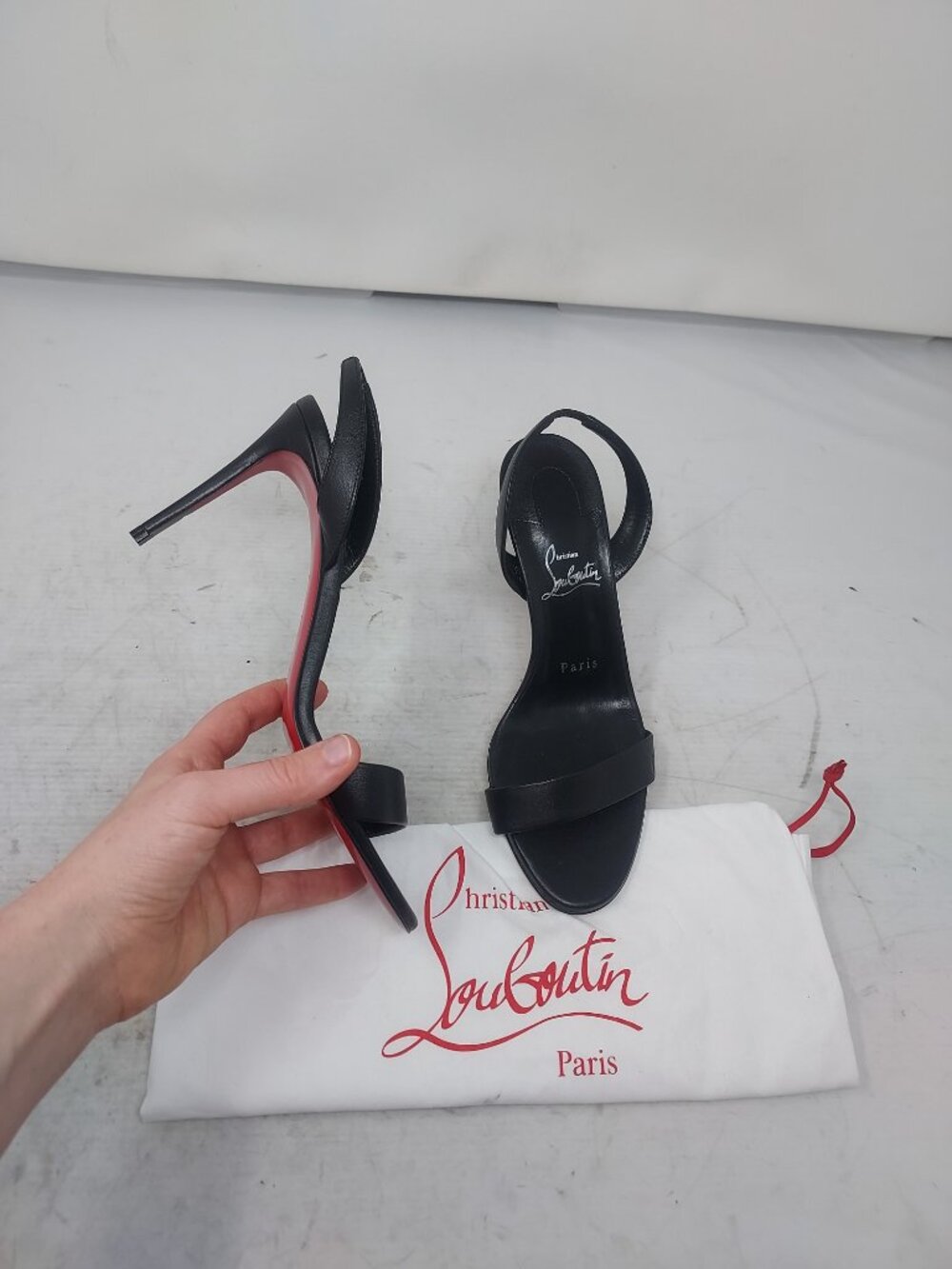 Christian Louboutin O Marylin Leather Black Strappy Heel Sandal